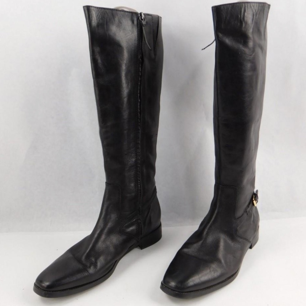Ralph Lauren Tall Black Flat Boots Women Size 10